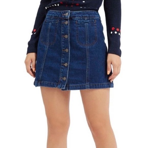 topshop moto denim mini skirt